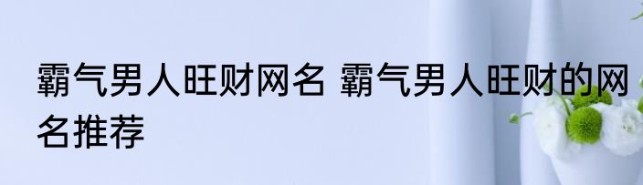 霸气男人旺财网名 霸气男人旺财的网名推荐