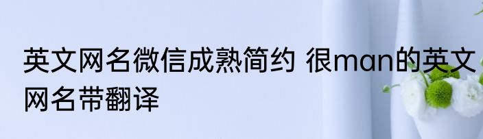 英文网名微信成熟简约 很man的英文网名带翻译
