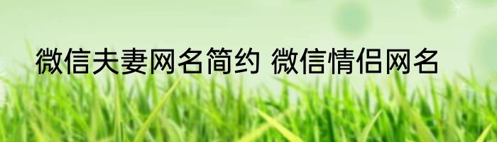 微信夫妻网名简约 微信情侣网名