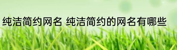 纯洁简约网名 纯洁简约的网名有哪些
