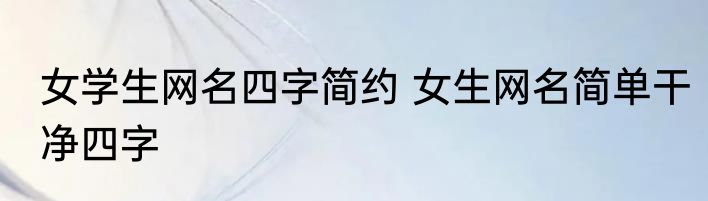 女学生网名四字简约 女生网名简单干净四字