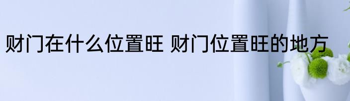 财门在什么位置旺 财门位置旺的地方