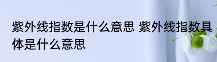 紫外线指数是什么意思 紫外线指数具体是什么意思