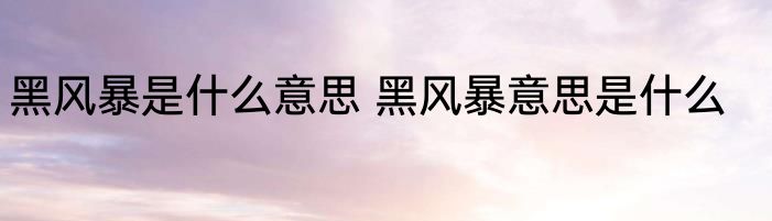 黑风暴是什么意思 黑风暴意思是什么