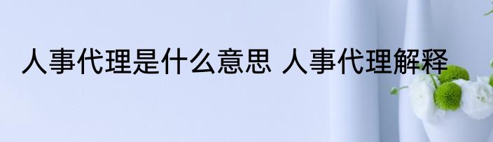 人事代理是什么意思 人事代理解释