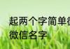 起两个字简单微信名字 简单两个字的微信名字