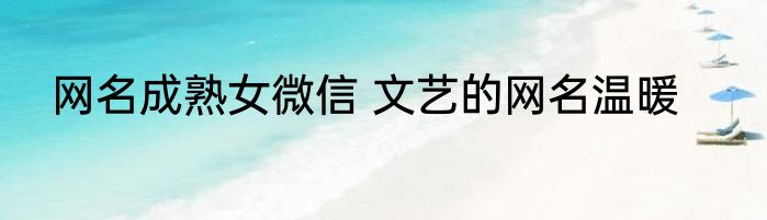 网名成熟女微信 文艺的网名温暖