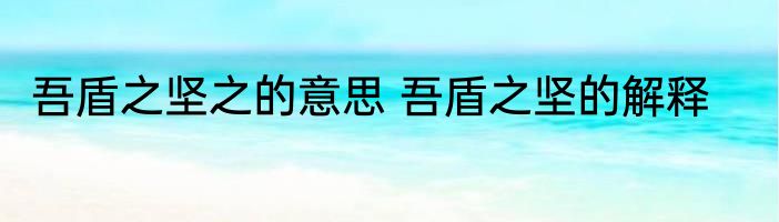 吾盾之坚之的意思 吾盾之坚的解释