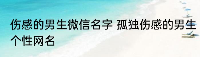 伤感的男生微信名字 孤独伤感的男生个性网名