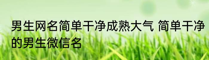 男生网名简单干净成熟大气 简单干净的男生微信名