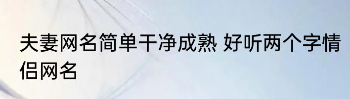 夫妻网名简单干净成熟 好听两个字情侣网名