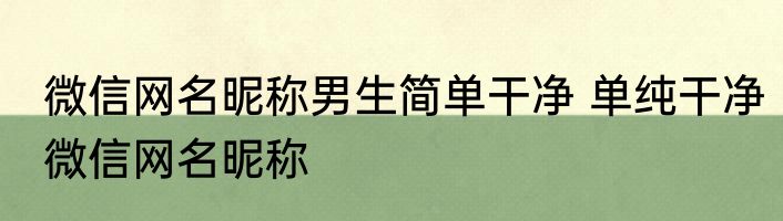 微信网名昵称男生简单干净 单纯干净微信网名昵称