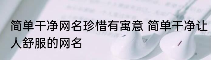 简单干净网名珍惜有寓意 简单干净让人舒服的网名