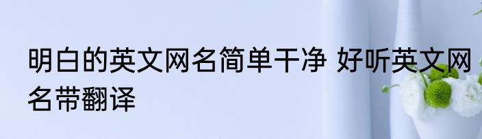 明白的英文网名简单干净 好听英文网名带翻译