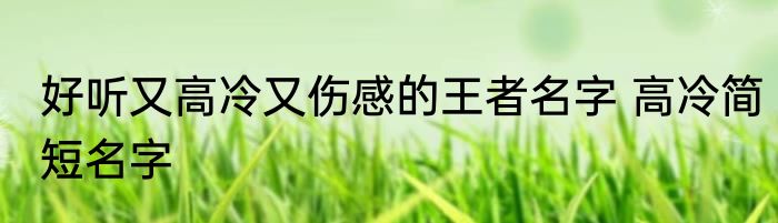 好听又高冷又伤感的王者名字 高冷简短名字
