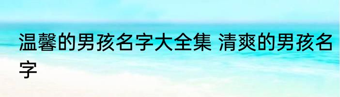 温馨的男孩名字大全集 清爽的男孩名字
