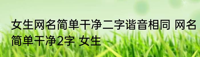 女生网名简单干净二字谐音相同 网名简单干净2字 女生