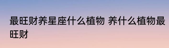 最旺财养星座什么植物 养什么植物最旺财
