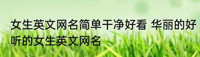 女生英文网名简单干净好看 华丽的好听的女生英文网名