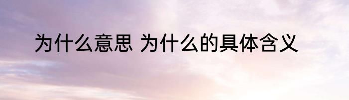为什么意思 为什么的具体含义