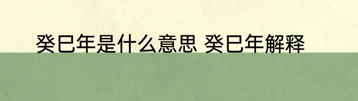 癸巳年是什么意思 癸巳年解释