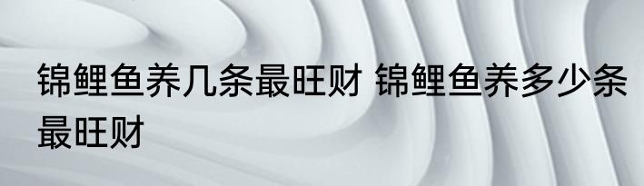 锦鲤鱼养几条最旺财 锦鲤鱼养多少条最旺财