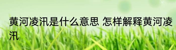 黄河凌汛是什么意思 怎样解释黄河凌汛