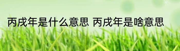 丙戌年是什么意思 丙戌年是啥意思
