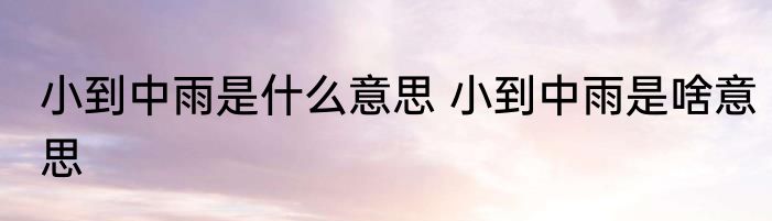 小到中雨是什么意思 小到中雨是啥意思