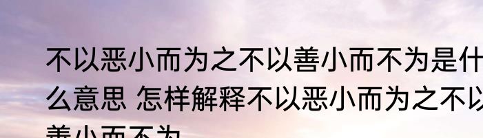 不以恶小而为之不以善小而不为是什么意思 怎样解释不以恶小而为之不以善小而不为