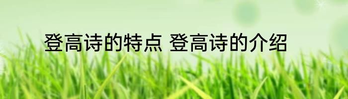登高诗的特点 登高诗的介绍