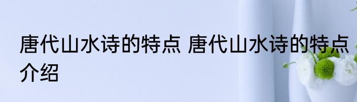 唐代山水诗的特点 唐代山水诗的特点介绍