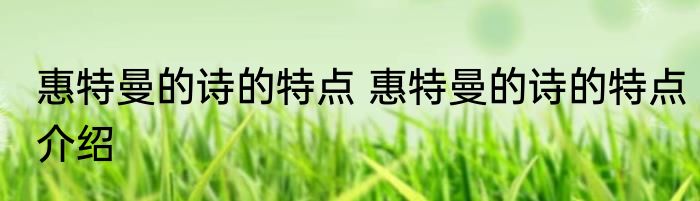 惠特曼的诗的特点 惠特曼的诗的特点介绍