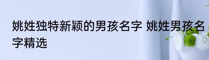 姚姓独特新颖的男孩名字 姚姓男孩名字精选