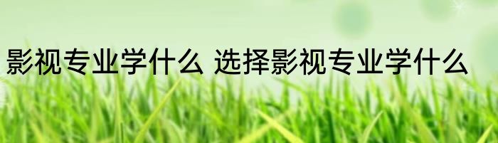 影视专业学什么 选择影视专业学什么
