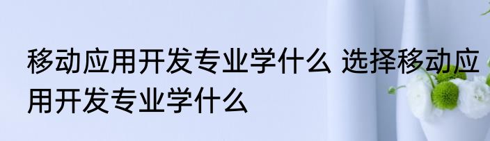 移动应用开发专业学什么 选择移动应用开发专业学什么