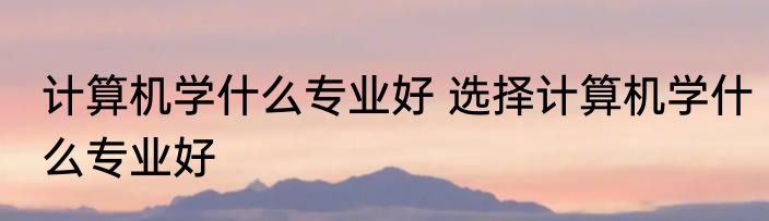 计算机学什么专业好 选择计算机学什么专业好