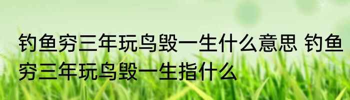 钓鱼穷三年玩鸟毁一生什么意思 钓鱼穷三年玩鸟毁一生指什么