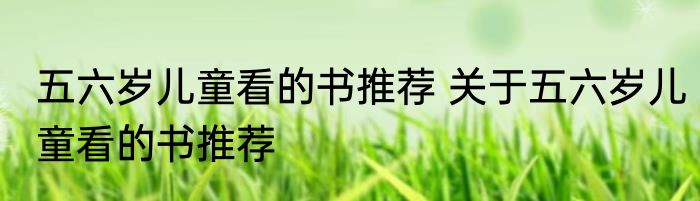 五六岁儿童看的书推荐 关于五六岁儿童看的书推荐