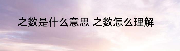 之数是什么意思 之数怎么理解