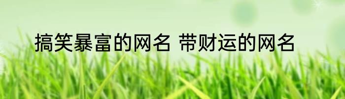 搞笑暴富的网名 带财运的网名