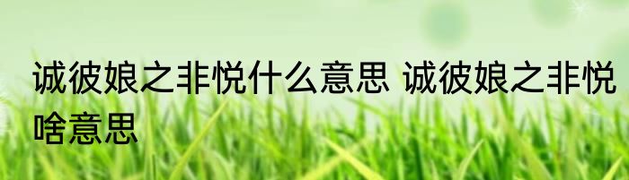 诚彼娘之非悦什么意思 诚彼娘之非悦啥意思