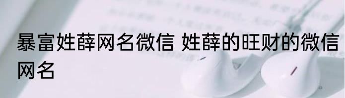 暴富姓薛网名微信 姓薛的旺财的微信网名