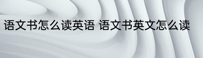 语文书怎么读英语 语文书英文怎么读