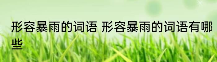 形容暴雨的词语 形容暴雨的词语有哪些