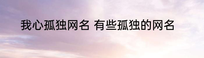 我心孤独网名 有些孤独的网名