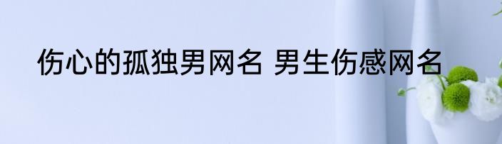 伤心的孤独男网名 男生伤感网名