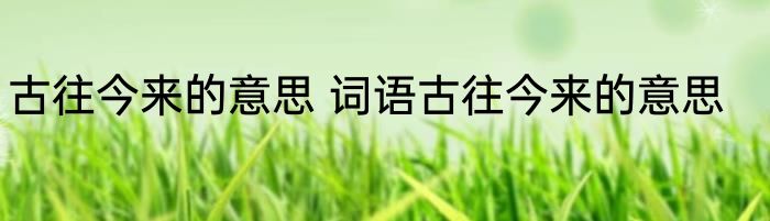 古往今来的意思 词语古往今来的意思