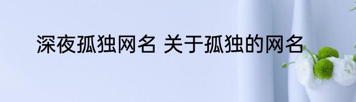深夜孤独网名 关于孤独的网名