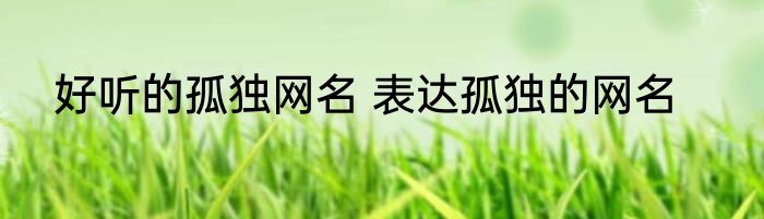 好听的孤独网名 表达孤独的网名